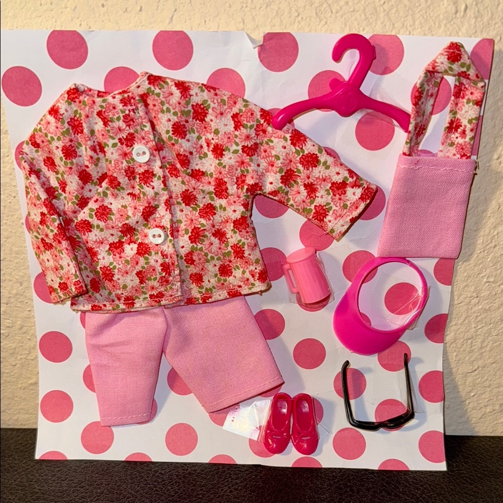 Floral Pink Doll Outfit Set